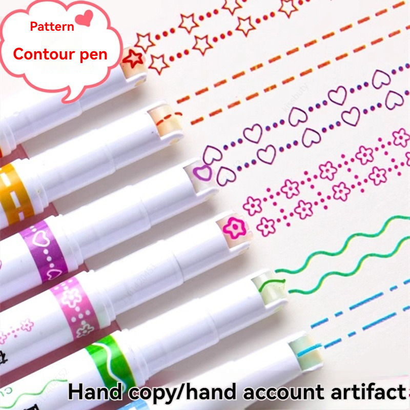 Copic Marker Sketch - 6Pcs/set Kawaii Flowers Line Shaped Highlighter